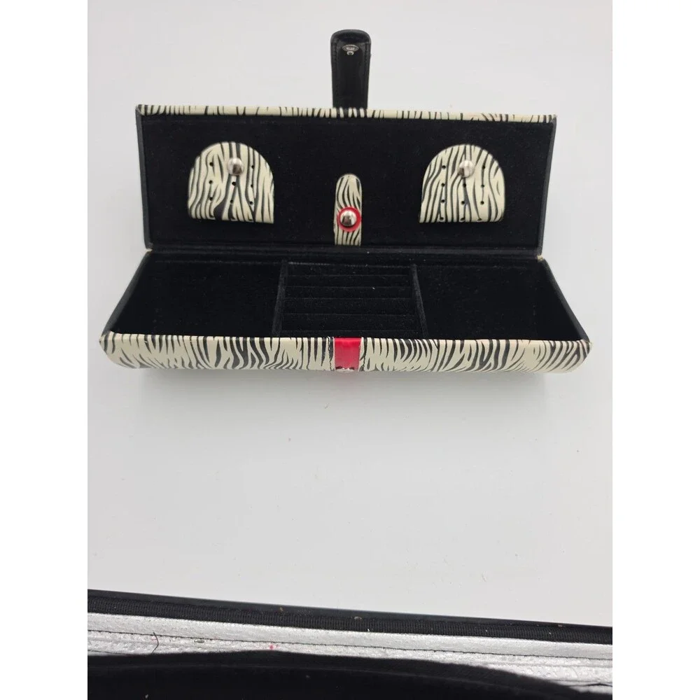 Jewelry Box Mini Zebra Travel Case Organizer Faux Leather Purse Satchel